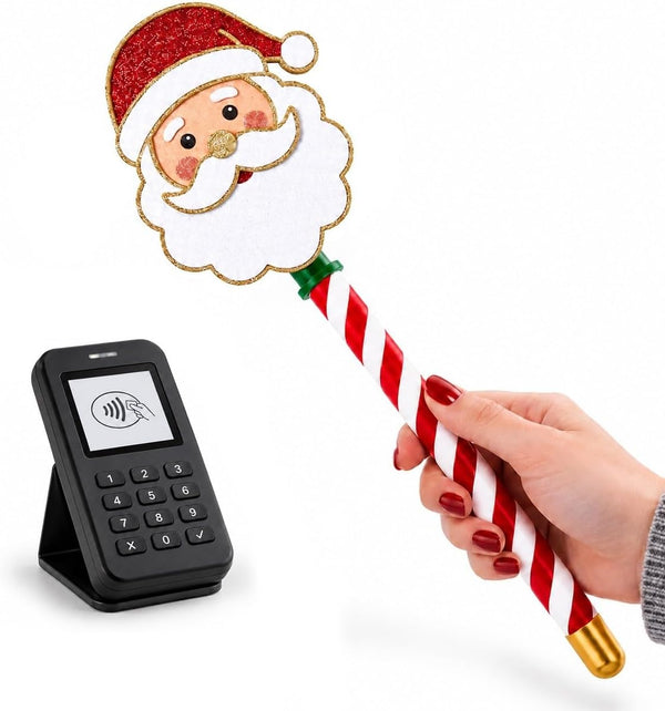 Christmas Tree Tap-to-Pay Wand, Santa Contactless Credit Card Holder | Handheld Card Accessory 3D Printed Candy Cane Handle for Credit & Debit Cards