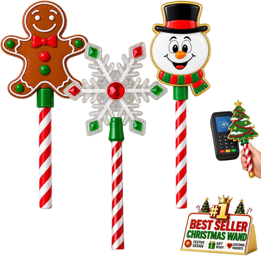 Christmas Tree Credit Card Wand Magic Tap To Pay Festive Payment Accessory | Contactless Checkout Prop For Compatible Terminals Cafes Markets Parties Display Holiday Gift(3pcs-a)