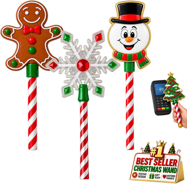 Christmas Tree Credit Card Wand Magic Tap To Pay Festive Payment Accessory | Contactless Checkout Prop For Compatible Terminals Cafes Markets Parties Display Holiday Gift(3pcs-a)