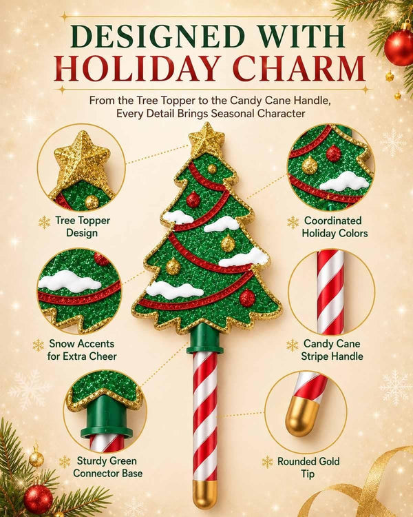 Christmas Tree Tap-to-Pay Wand 3D Printed Candy Cane Handle Contactless Card Holder Payment Stick Checkout Accessory Christmas Tree Handheld Accessory for Credit Debit Cards