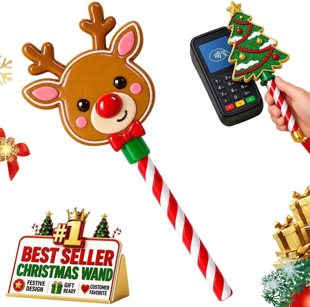 Christmas Tree Credit Card Wand Magic Tap To Pay Festive Payment Accessory | Contactless Checkout Prop For Compatible Terminals Cafes Markets Parties Display Holiday Gift(3pcs-a)