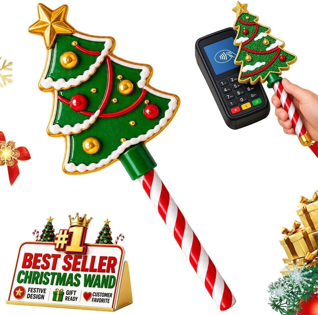 Christmas Tree Credit Card Wand Magic Tap To Pay Festive Payment Accessory | Contactless Checkout Prop For Compatible Terminals Cafes Markets Parties Display Holiday Gift(3pcs-a)