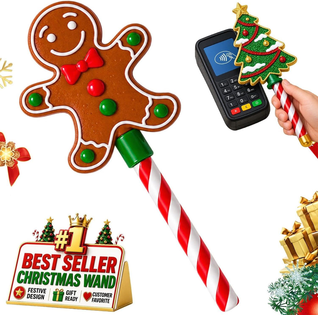 Christmas Tree Credit Card Wand Magic Tap To Pay Festive Payment Accessory | Contactless Checkout Prop For Compatible Terminals Cafes Markets Parties Display Holiday Gift(3pcs-a)