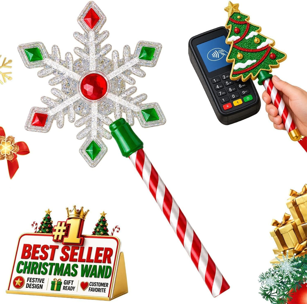 Christmas Tree Credit Card Wand Magic Tap To Pay Festive Payment Accessory | Contactless Checkout Prop For Compatible Terminals Cafes Markets Parties Display Holiday Gift(3pcs-a)